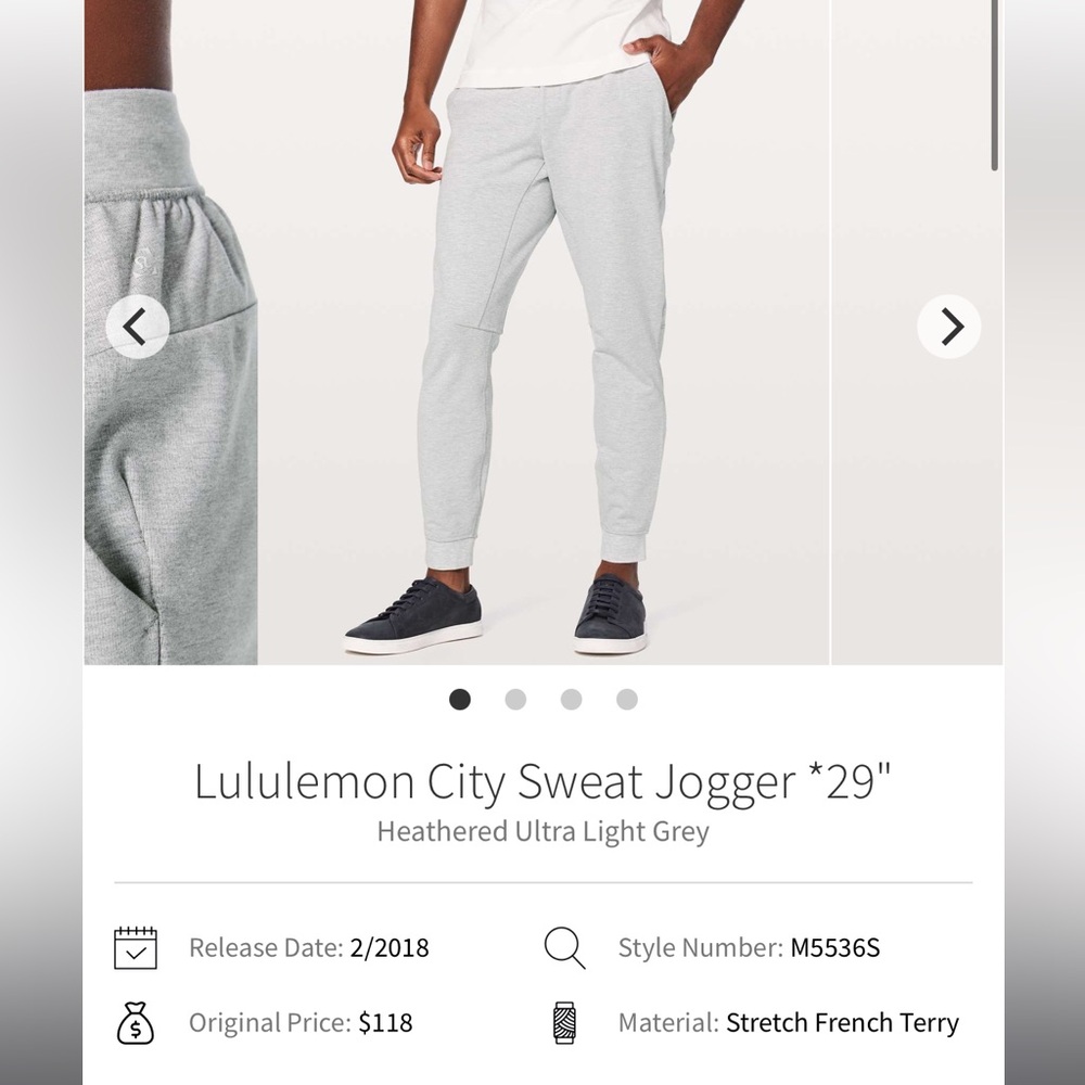 lululemon athletica Heathered Ultra Light Grey City Sweat Jogger